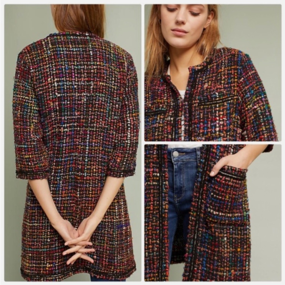 Anthropologie Colorful Tweed Blazer ett:twa berwyn jacket